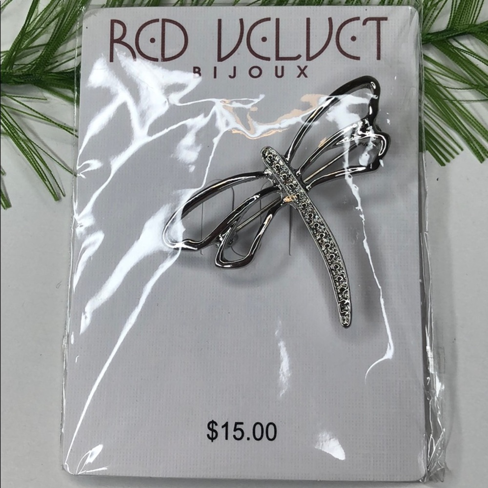 🍭 red velvet bijoux dragonfly brooch silver